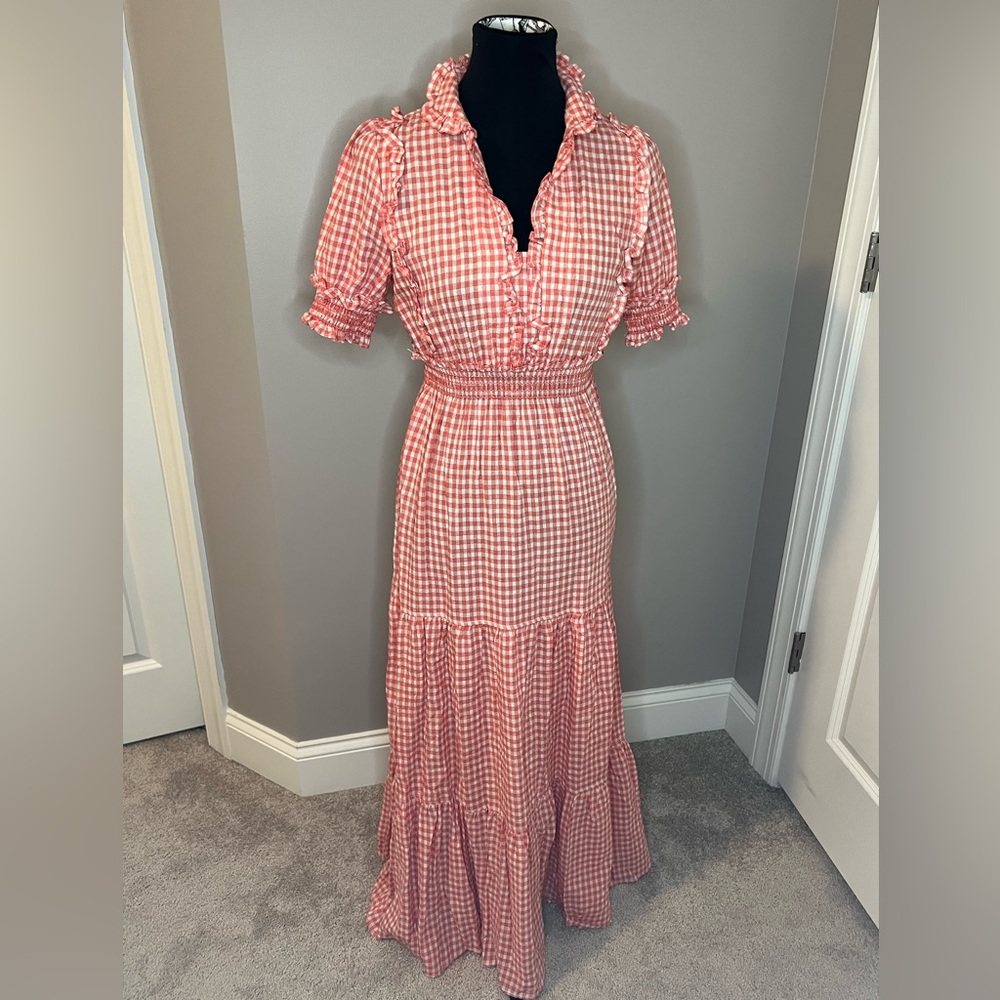 Max Studio gingham dress - Orange/white XS